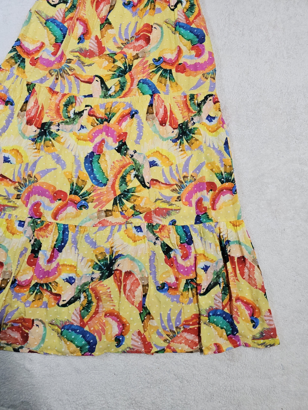 Anthropologie Farm Rio Yellow Textured Tropical Floral Maxi Dress Women's M - Picture 6 of 16